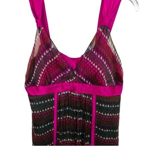 Saja 100% Silk Sleeveless Pink Brown Dress Size 8 - Picture 3 of 12